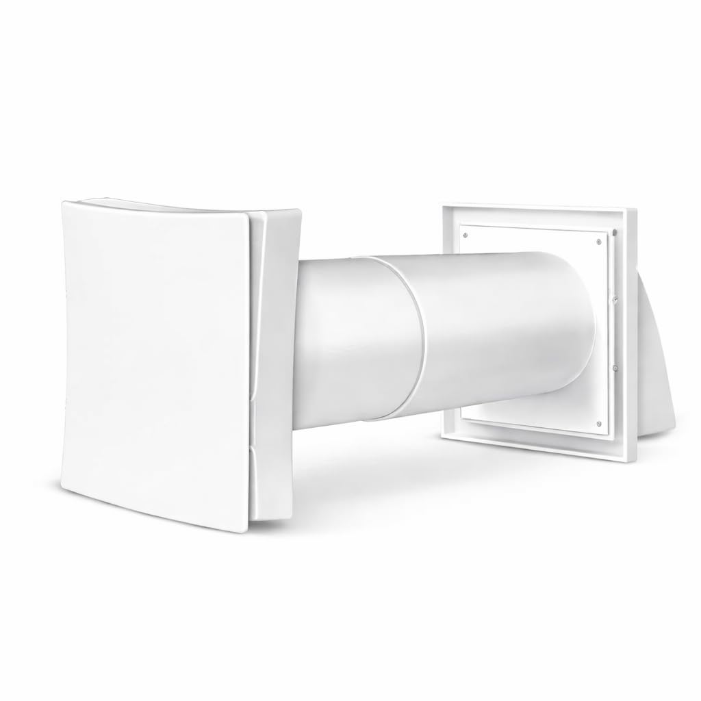 Telescopic Passive Wall Air Vent with Filter – 100 mm Adjustable Intake Vent for Condensation Control, No Wiring Required, White