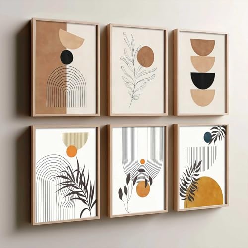 Image of kotart Painting Boho Wall Art Home Decoration Paintings With Frame For Living Room Bed Room Hotel Wall Decor Digital Reprint Set Of 6 (13X17 inch)