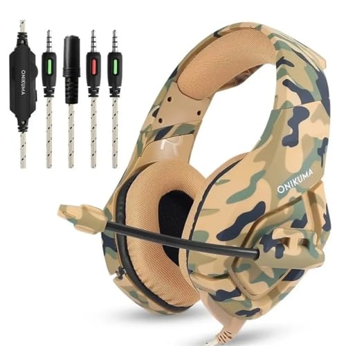 Aksesuarcı Gaming Profesyonel Oyuncu Kulaklığı RGB 3.5mm, Kamuflaj Desenli Gamer Işıklı Kulaklık, K1B