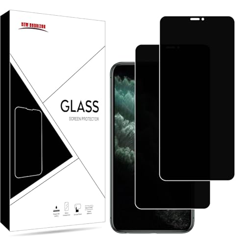 New Horrizon [2-Pack Privacy Screen Protector for iPhone 11 Pro & XS/X (5.8-Inch), Anti-Spy Tempered Glass Film, [LifetimeSupport][Anti-Spy][Impact-Resistant][Anti-Scratch]