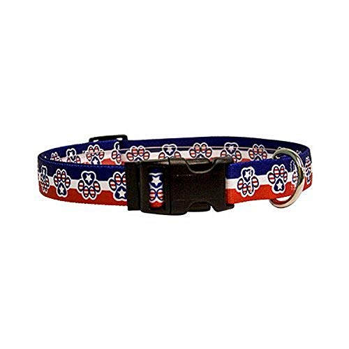 Image of Yellow Dog Design Easy-Snap Pet Collar, Patriotic Paw, Large 18 inch - 28 inch