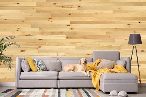 TIMBERCHiC 100% Wood Wall Planks - Made in USA - Peel-and-Stick Wall Panels for Interior Decor - Premium Smooth Finish - DIY Adhesive Wall Panels, Baxter Blonde (4' x 10 Sq Ft)