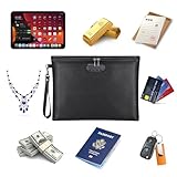 Fireproof Document Bag with Lock 14.3 * 10.2 Waterproof Cash Pouch with Zipper for A4 Important Documents/Money/Jewelry and Passport - Image 4