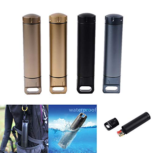 Capsule de survie étanche en aluminium - Lot de 4 - Noir - Camping, Alpinisme, Chasse