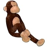 Ein Affe Kuscheltier groß Format mit den enormen Abmessungen gestreckt gemessen von ca. 250x63x40cm und das bei einem Gewicht von 4,5kg. Nach EN71 gefertigt und bis 30°C abwaschbar.