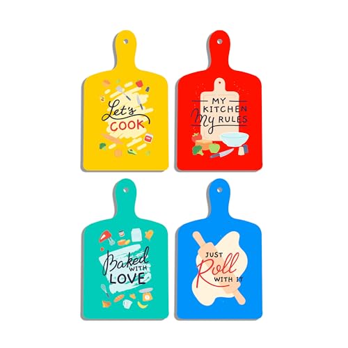 Image of Decor Smart Let's Cook My Kitchen My Rules Baked With Love Wooden Wall Decor Set | Kitchen Art for Home Decor | Decorative Modern Handcrafted Artwork | MDF Wall Sign Art for Decoration (DWA 5607)