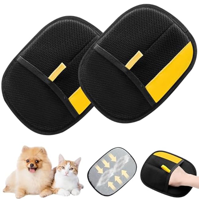 2pcs Pet Hair Removal Glove for Cats & Dogs, 2025 New Upgrade Efficient Grooming Gloves for Pet Hair, Cat Grooming Gloves for Hair Removal, Reusable Pet Hair Remover Glove-eEy91M2y