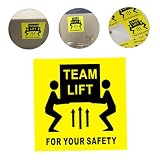 IFANLANDOR 200 Szt. Sztuk Naklejek Ostrzegawczych Team Lift Required Samoprzylepne Etykiety Ostrzegawcze Do Ciężkich Przedmiotów Magazynowych z Mocnym Klejem