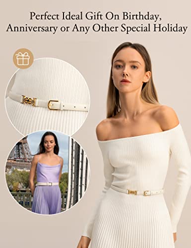 LilySilk Womens Clasp Leather Skinny Belt for Dresses Pants & Jeans, Adjustable & Stretchable Waistband with Metal Buckle2