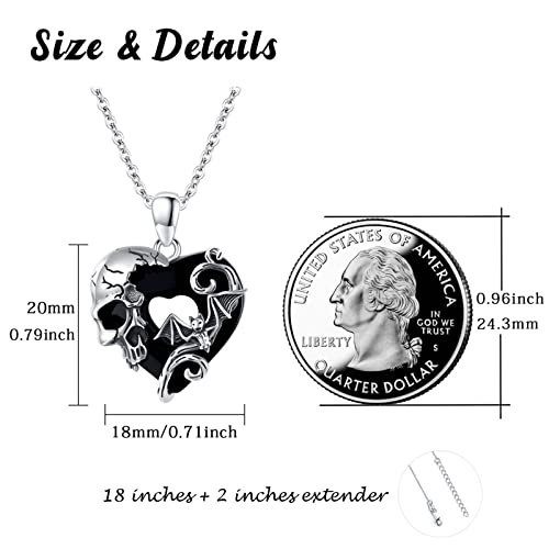 Image of S925 Sterling Silver Skull Pendant Necklace Heart Crystal Birthstone Skull Necklace Gothic Jewlery Gifts