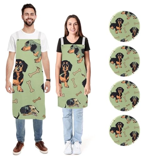 Lot de 2 tabliers de cuisine avec motif chiens mignons pour homme et femme