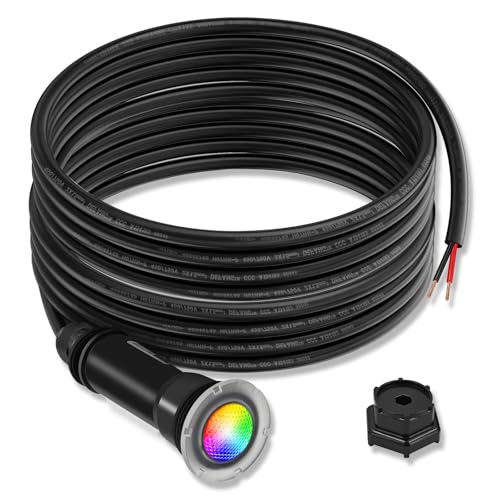 1.5 Inch Pool Light for Inground Pool & Spas, 50 ft Cord AC12V 18W 7 RGB Color LED Pool Lights Replacement for GloBrite, 602054 Replacement Swimming Pool Lights, IP68 Waterproof
