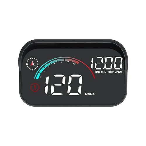 Dyno Racing New GPS Hud Digital Display Gauge Windshield Speedometer Projector Speed,Mileage,Compass,Speed Progress bar, Overspeed Alarm Heads Up Display USB Power