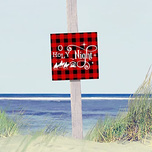 Plaque murale vintage en bois O Holy Night décoration 30x30 cm