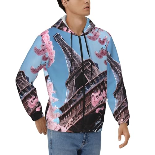 Sweat à capuche Tour Eiffel pour homme avec fermeture éclair