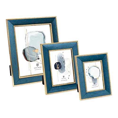 Isaac Jacobs Samt-Bilderrahmen mit doppeltem Metallic-Rand, Fotorahmen, horizontal und vertikal, zum Aufstellen und Hängen… – Ansicht 5