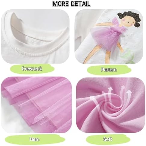 Winzik Girls Dress, Toddler Summer Short Sleeve Cotton Casual Dresses Clothes 18M-7Y(6-7 Years, Tulle White Girls) — view 5