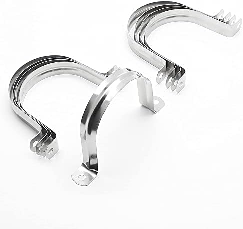 Jersvimc 10Pcs 3 Inch Stainless Steel Large Conduit Clamps, Two Hole Strap U Bracket Rigid Pipe Strap Metal U Clamp Conduit Strap Tension Clips U-tube Clamp Heavy Duty