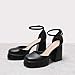 DREAM PAIRS Women's Chunky Platform High Heels Closed Toe Block Ankle Strap Dress Wedding Party Pumps Shoes,Size 7.5,Black-Pu,SDPU2372W