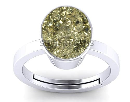 11.25 Ratti 10.00 Crt Natural Pyrite Crystal Ring Silver Ring With Adjustable Size For Men And Women