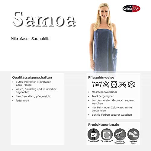 CelinaTex Samoa Saunakilt voor dames, L/XL, antraciet, microvezel, saunakilt koraal, fleece, saunajas, saunahanddoek - Image 7