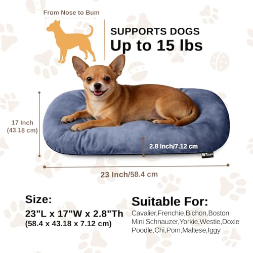 Image of Washable Oval Dog Bed for Small Dog Bed, High-Resilience,Dusty Blue