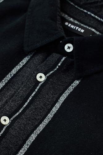 Image of SNITCH Men Casual Shirt | Regular Fit Full Sleeve Point Collar Striped Design | Textured 100% Cotton & Breathable Fabric Smart Casual Outings