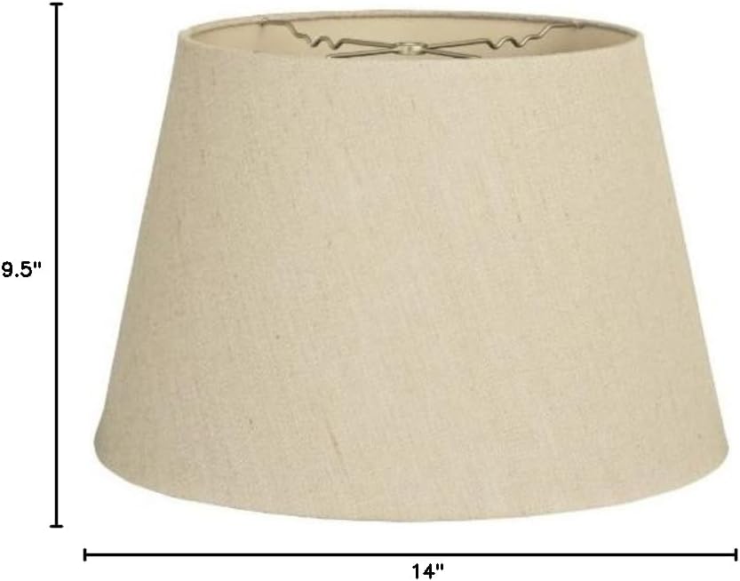 Royal Designs, Inc. Tapered Shallow Drum Hardback Shade, HB-606-14LNBG, Linen Beige, 9.5 x 14 x 9.5