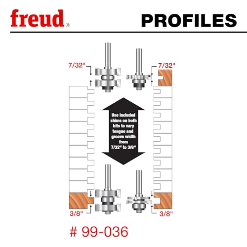Freud Nut- und Feder-Bit-Set mit 1,27 cm Schaft (99-036)