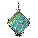 Gemsgrowth Colgante cuadrado de plata de ley 925 con piedra preciosa certificada de 46,30 quilates, ópalo multicolor