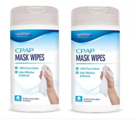 AG Industries Respura CPAP Mask Cleaning Wipes - Two Canister (62 Wipes in Each Container)