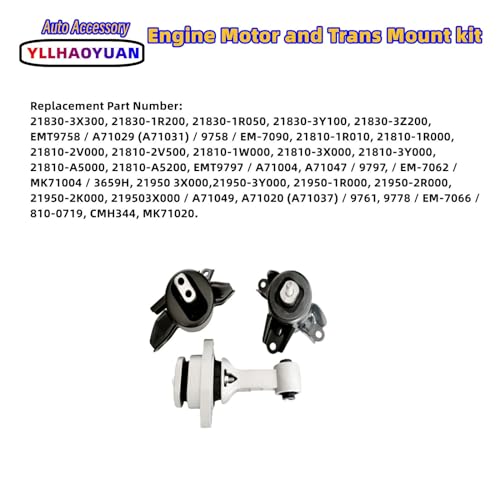 image for Yllhaoyuan Engine Motor Transmission Mount 3 Kit Compatible with Hyund