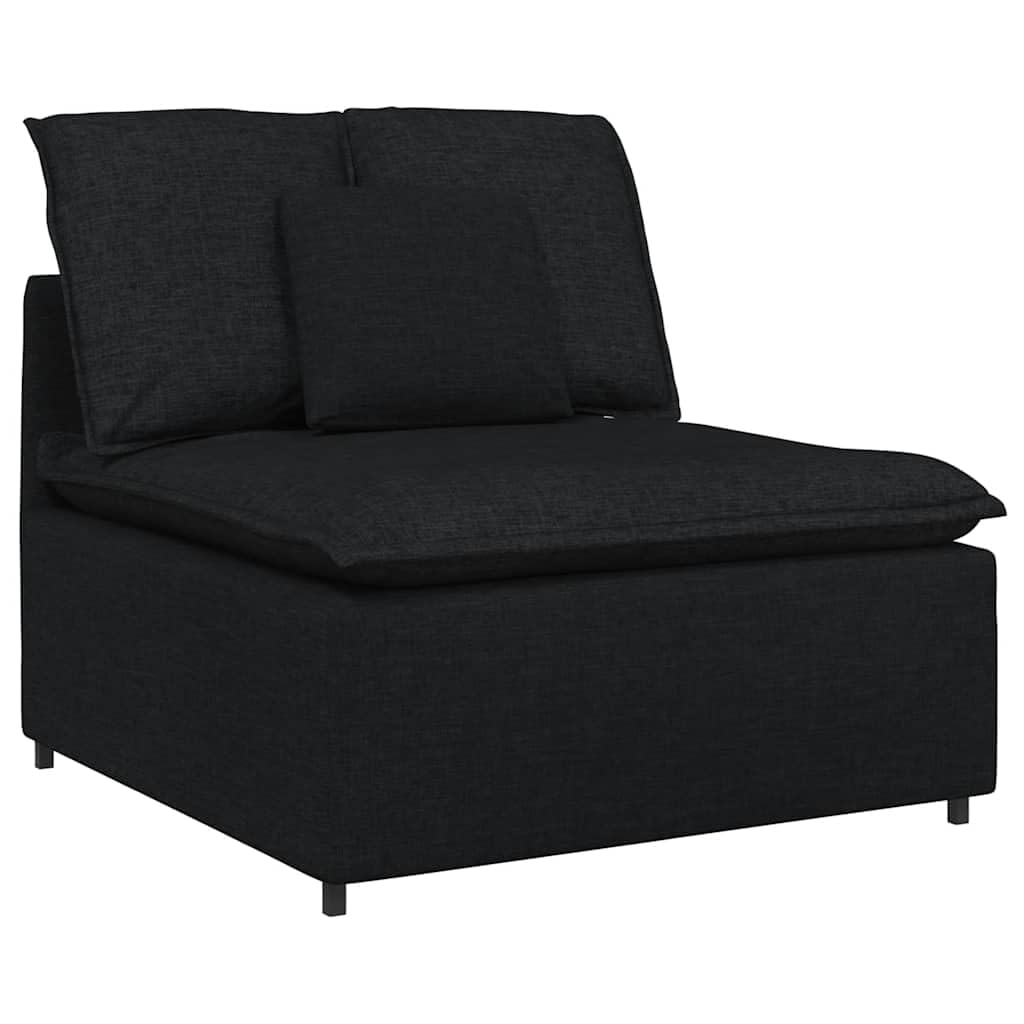 Modułowa sofa z podnóżkiem, czarna tkanina, 4-częściowy zestaw wypoczynkowy z funkcją spania