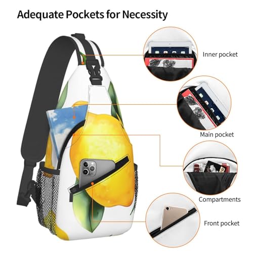 Lemon Fruits Multi Functional Adjustable Single Shoulder Crossbody Bag,Casual Chest Bag, Suitable For Daily Travel,Unisex4