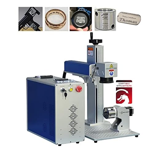 US Stock 50W JPT Fiber Laser Engraver Equipped 80mm Rotary Axis,175mm (6.9in) Lens Laser Marking Engraving Machine fits Gun/Pistol/dogtag/Jewelry