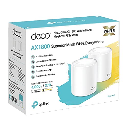 Image of TP-Link Deco X20(2-Pack) AX1800 Whole Home Mesh Wi-Fi System, Next-Gen WiFi 6, Replace Routers and WiFi Extenders, HomeCare Build-in Antivirus, Parental Control, Compatible with Alexa (4000 sq ft)