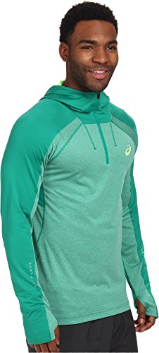 Asics Men's Performance Run Hooded Long Sleeve Top, Jungle Green Heather, X-Large #TOP1