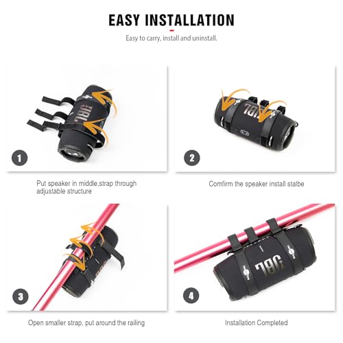 HeyMoonTong Big Portable Speaker Mount for Large Bluetooth Speakers with 12''-20'' Circumference, Waterproof Adjustable Strap Accessory Holder Fits UTV Golf Cart Bike or Boat Railing/Cross bar/Frame