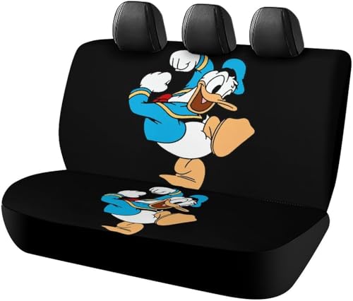 ドナルドダック アニメ カーシートカバー 車シートカバー 後部座席用 シート保護 おしゃれ カー用品 軽/普通車 汎用 後席クッションカバー 人気 四季通用 プレゼント