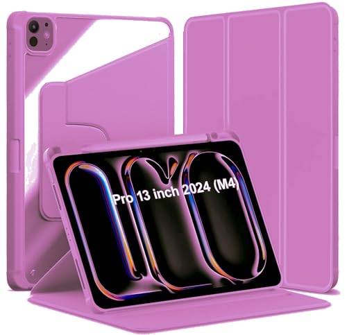 Protection iPad Pro 13 2024 M4 transparente et rotative avec porte-stylet