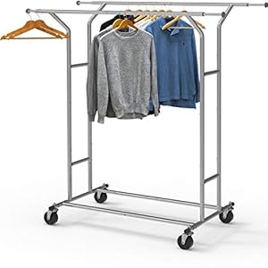 Simple Houseware Heavy Duty Double Rail Clothing Garment Rack, Chrome