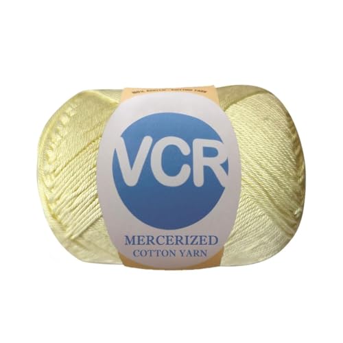 Image of VCR 4 Ply Baby Yellow 100% Mercerized Cotton Yarn, 60 Grams Hank, 190 Meters Length, Cotton Combed Ball, Smooth and Glossy Crochet Yarn for Crochet and Knitting, Pack of 1, Suitable for DIY Crafts