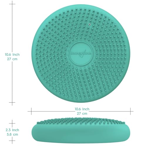 Image of BouncyBand Wiggle Seat, Green, 1-Pack - Small 10.75 inch D x 2.5 inch H Wobble Cushion for Kids Aged 3-7 - Sensory Tool Promotes Active Learning & Improves Productivity - Includes Pump for Easy-Inflation