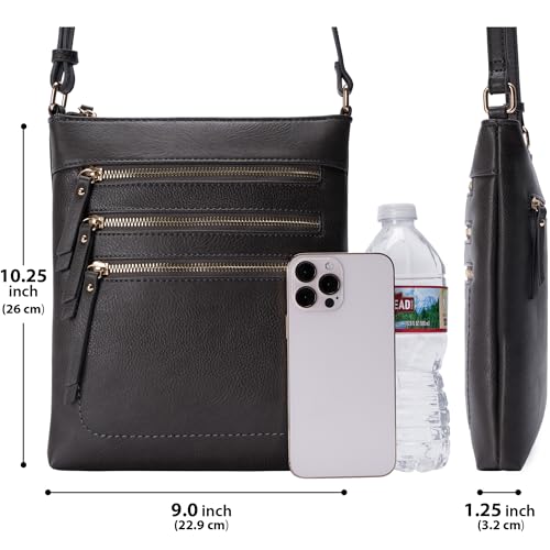 Image of Solene Crossbody Bag Functional Multi Pocket Messenger Purse Top Zip Closure Shoulder Handbag With Adjustable Strap
