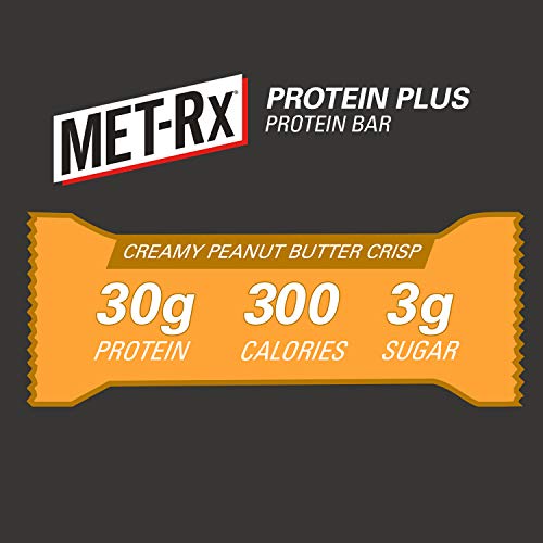 MET-Rx Protein Plus Bar, Healthy Meal Replacement, Snack, and Help Support Energy, Gluten Free, Creamy Peanut Butter Crisp, with Vitamin A, Vitamin C, and Zinc to Support Immune Health, 85 g, 9 Count - Thumbnail 3
