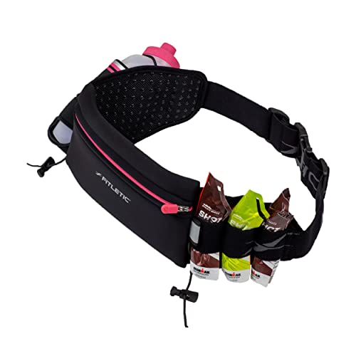 Fitletic Hydration Water Bottle Belt With Large Phone Holder Pouch, Loops For Energy Gels And Race Number Holder For Marathon Running, Triathlon, Cycling, Hiking. #TOP3