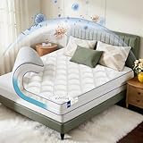 4 Inch Mattress Topper Queen Integrated Dual Layer, 2-in-1 Cooling Gel Memory Foam Pillow Top Mattress Topper for Back Pain, Queen Size Silver Ion Certified Mattress Pad