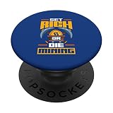 Get Rich Or Die Mining Cryptomonnaie Pixel Retro Mining PopSockets PopGrip Interchangeable