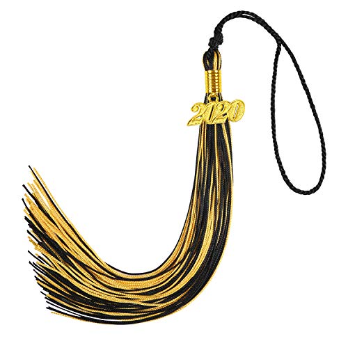 Graduation Cap Tassel, Kissbuty Uniforms Graduation Tassel with 2020 Gold Year Charm for Graduation Photography Party Double Color (Black and Gold)