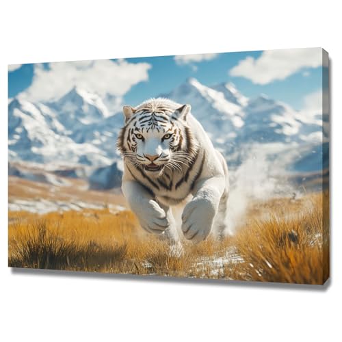 Tableau tigre blanc pour habiller un mur vide toile encadrée HD salon chambre